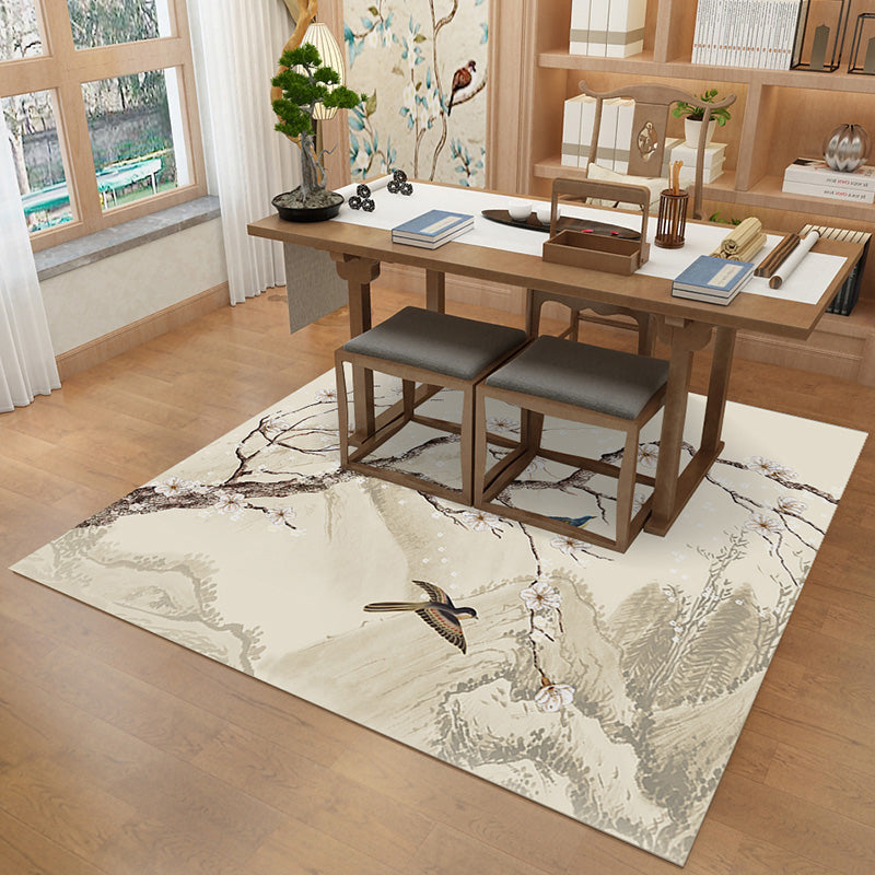 Sikunuo | Multi-Color Pattern Rug Polypropylene Asia Indoor Rug Non-Slip Back Stain-Resistant Area Rug for Living Room