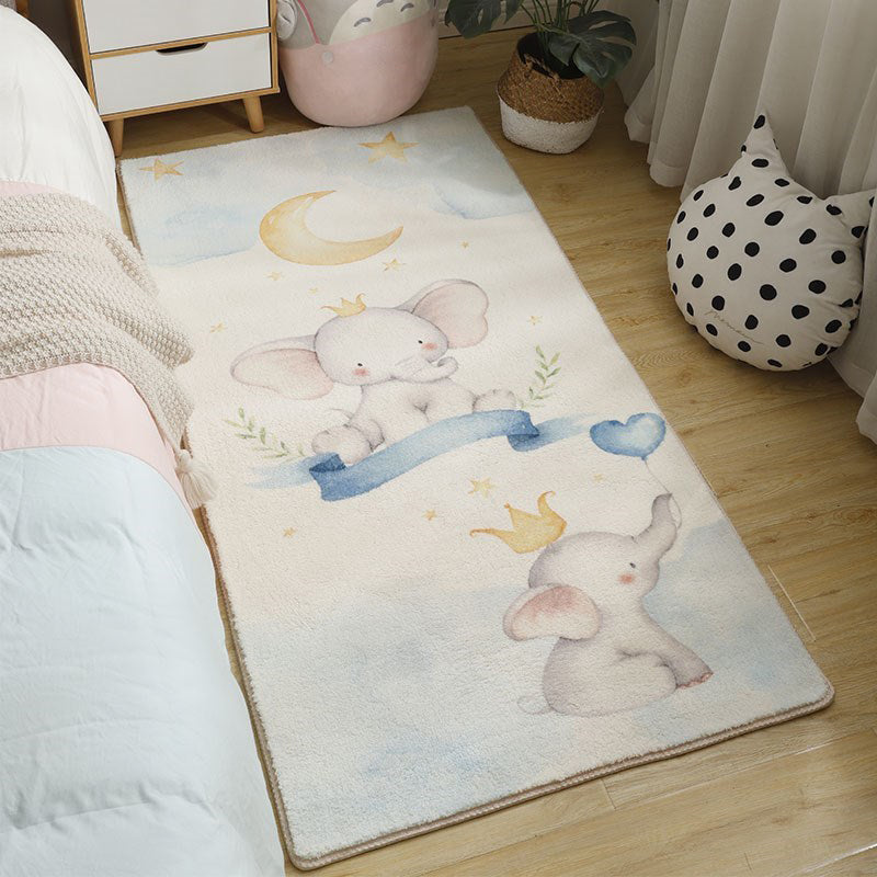 Sikunuo | Beautiful Bedroom Rug Multicolor Cartoon Pattern Indoor Rug Synthetic Non-Slip Stain-Resistant Rug