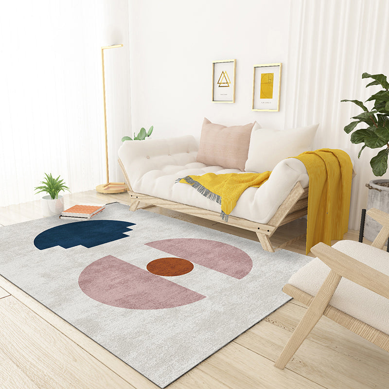 Sikunuo | Relaxing Color Box Rug Multicolored Synthetic Indoor Rug Non-Slip Back Pet-Friendly Area Rug for Living Room