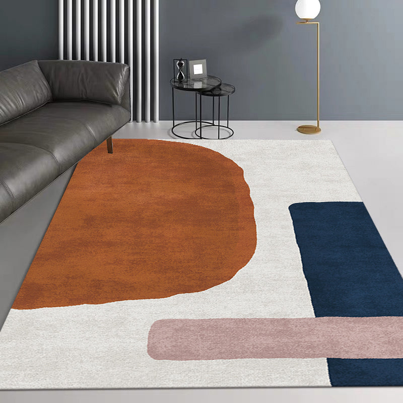 Sikunuo | Relaxing Color Box Rug Multicolored Synthetic Indoor Rug Non-Slip Back Pet-Friendly Area Rug for Living Room