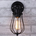 Sikunuo | Pear-shaped cage iron wall lamp industrial bedroom adjustable reading wall light in black