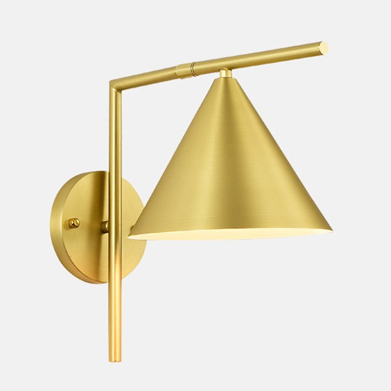 Sikunuo | Cone Metal Wall Lighting Contemporary 1 Light Black/White/Gold Wall Lamp Over Table, 8" B