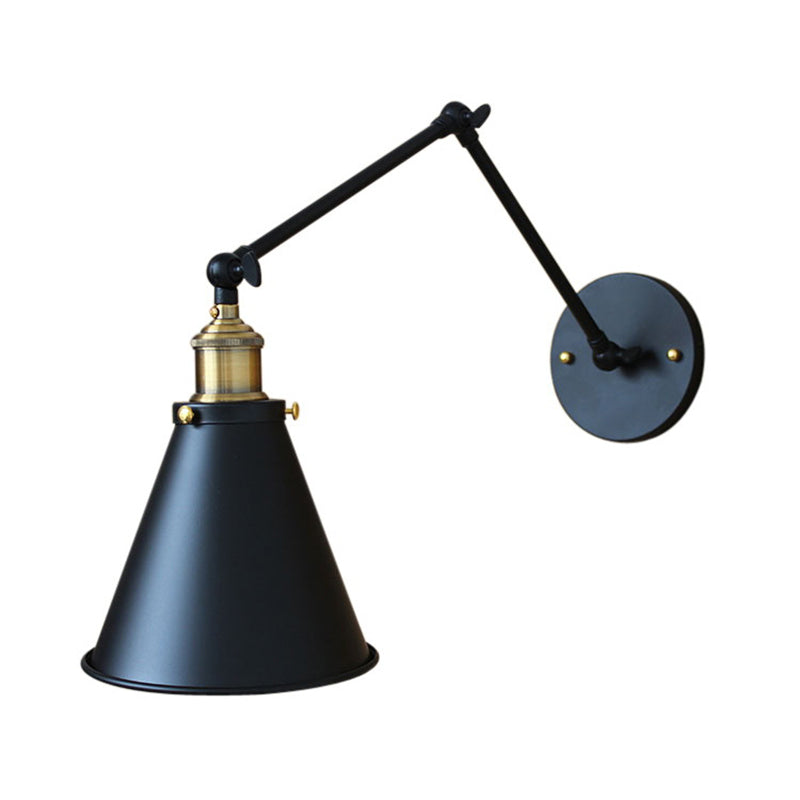 Sikunuo | Cone-shaped Shade Iron Wall Mount Light Antique 1 Bulb Bedroom Wall Lighting Fixture