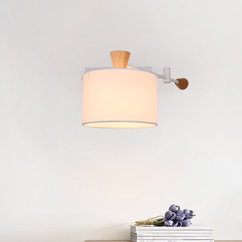Sikunuo | Drum Wall Lamp Sconce Modernism Fabric 1 Light Sconce Light in Black/White for Living Room