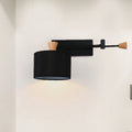 Sikunuo | Drum Wall Lamp Sconce Modernism Fabric 1 Light Sconce Light in Black/White for Living Room