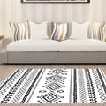 Sikunuo | Diamond geometric southwest rug for bedroom synthetic pet-friendly area rug in black and white