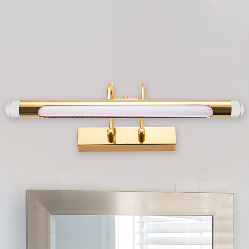 Sikunuo | 16"/21" Width Cylindrical Vanity Light Fixture Modernism Style Metallic LED Indoor Wall Lamp in Gold, Warm/White Lighting
