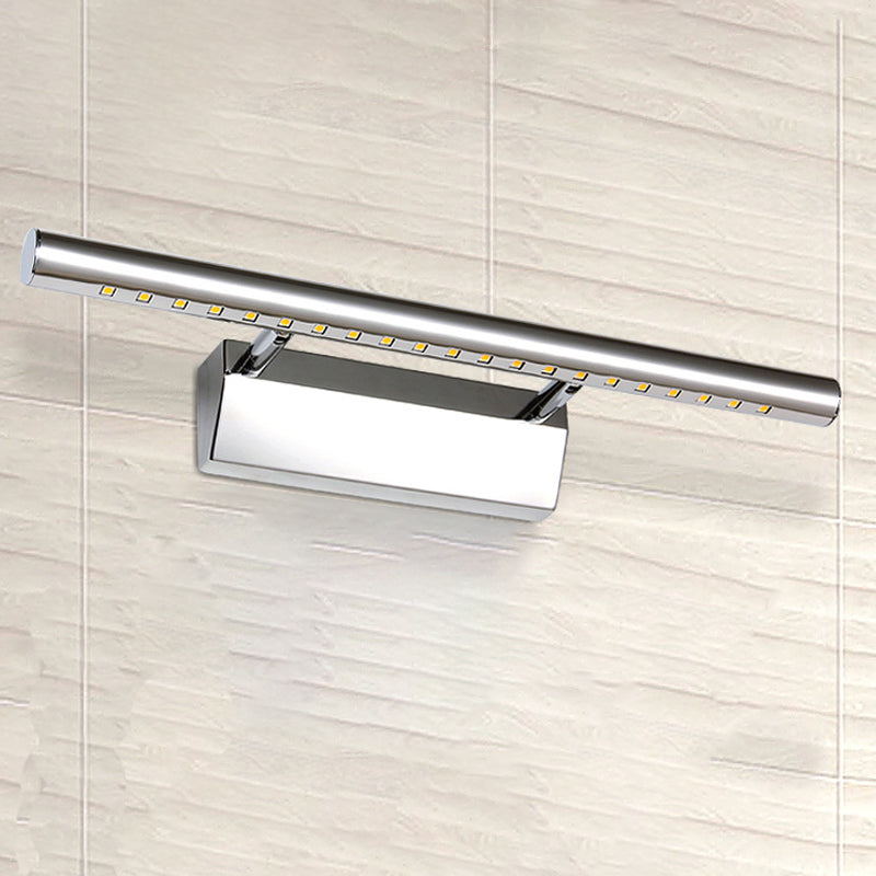 Sikunuo | Modern Style Cylinder Vanity Wall Sconce Metallic 10"/16" W LED Bathroom Wall Light in Chrome, Warm-/White Light