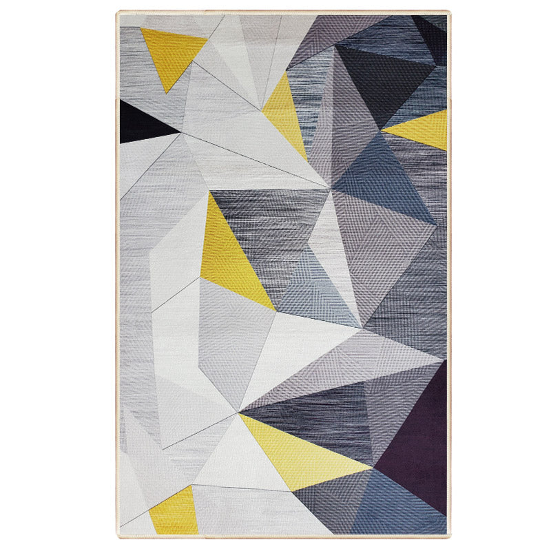 Sikunuo | Relaxing Living Room Carpet Multi Color Geometric Pattern Area Rug Polypropylene Non-Slip Back Washable Area Rug
