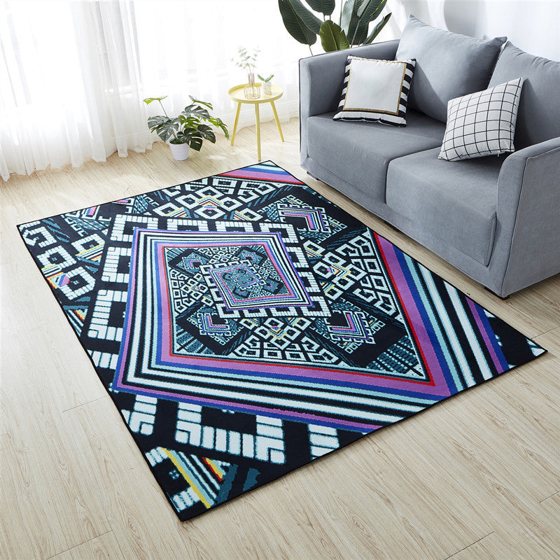 Sikunuo | Minimalist Living Room Rug Multicolored 3D-printed Mat Synthetic non-slip backing easy to care for Area Rug