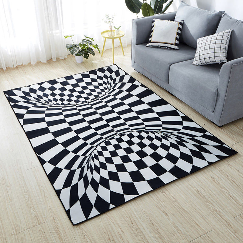 Sikunuo | Minimalist Living Room Rug Multicolored 3D-printed Mat Synthetic non-slip backing easy to care for Area Rug