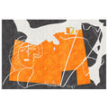 Sikunuo | Orange decorative carpet Scandinavian hand-printed report carpet Polyester non-slip backing easy-care living room carpet