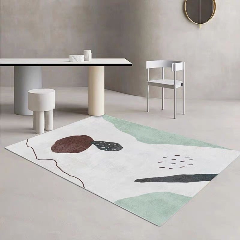 Sikunuo | Scandinavian abstract printed rug multicolored synthetic indoor rug pet-friendly easy-care washable rug for room