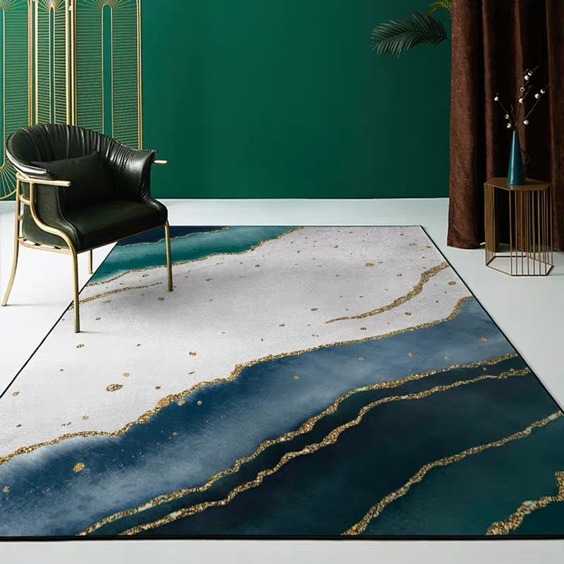 Sikunuo | Scandinavian abstract printed rug multicolored synthetic indoor rug pet-friendly easy-care washable rug for room