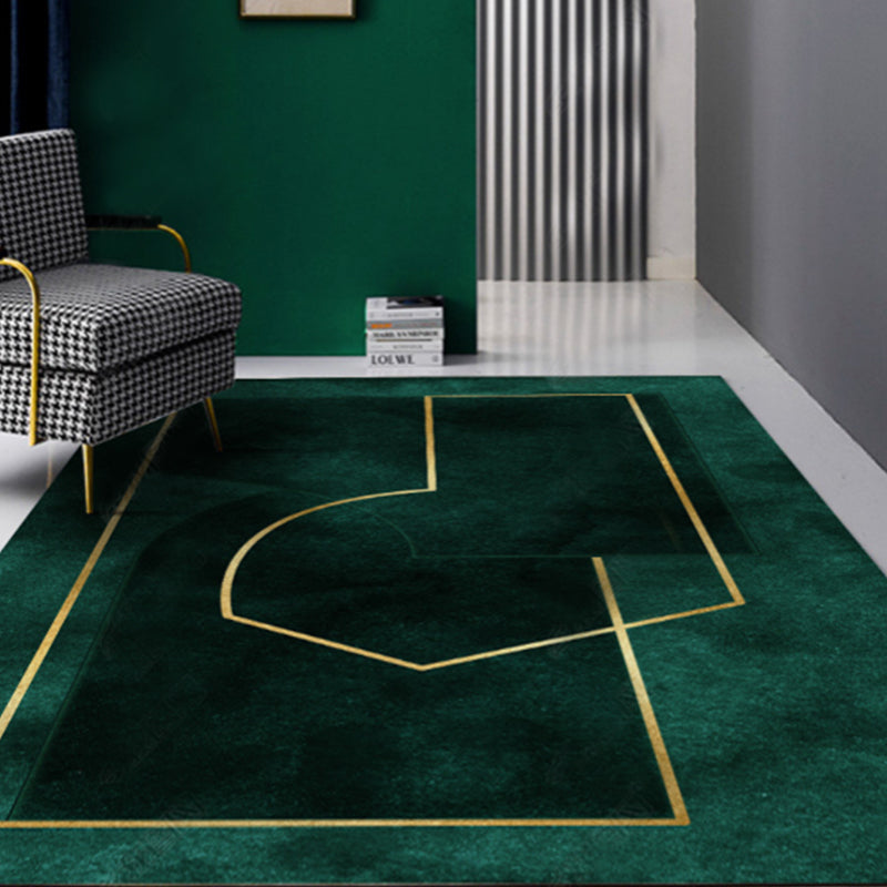 Sikunuo | New Geometric Printed Carpet Multicolored Synthetic Area Rug Non-Slip Back Stain-Resistant Indoor Rug for Living Room
