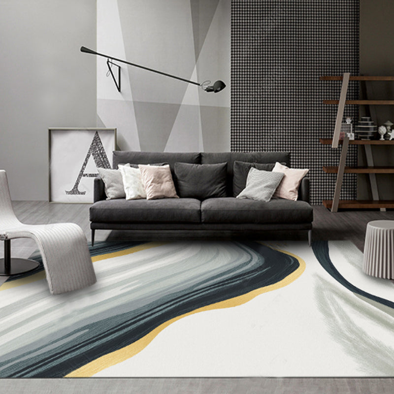 Sikunuo | New Geometric Printed Carpet Multicolored Synthetic Area Rug Non-Slip Back Stain-Resistant Indoor Rug for Living Room