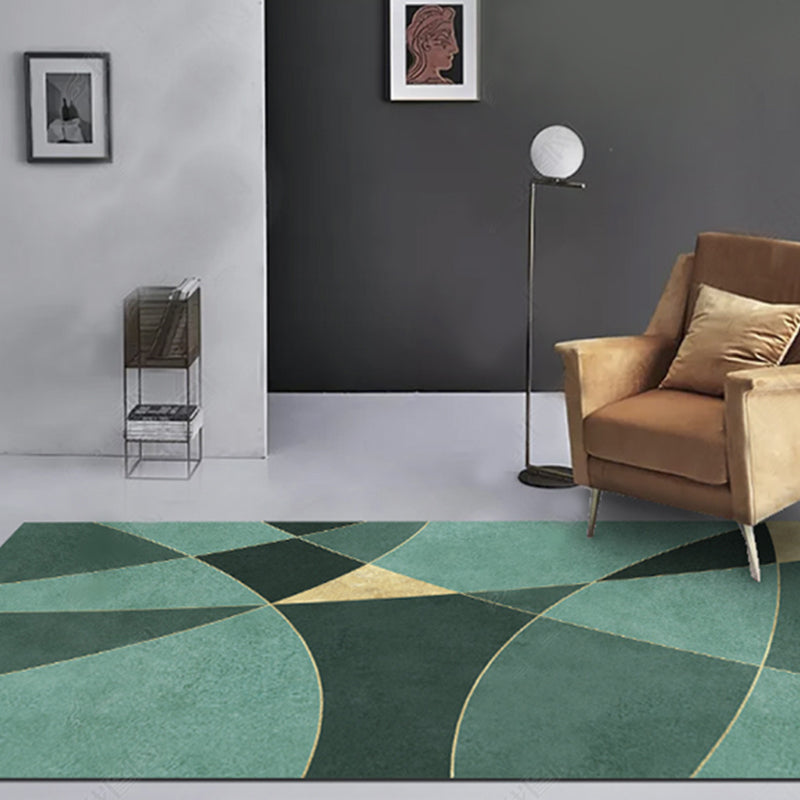 Sikunuo | New Geometric Printed Carpet Multicolored Synthetic Area Rug Non-Slip Back Stain-Resistant Indoor Rug for Living Room
