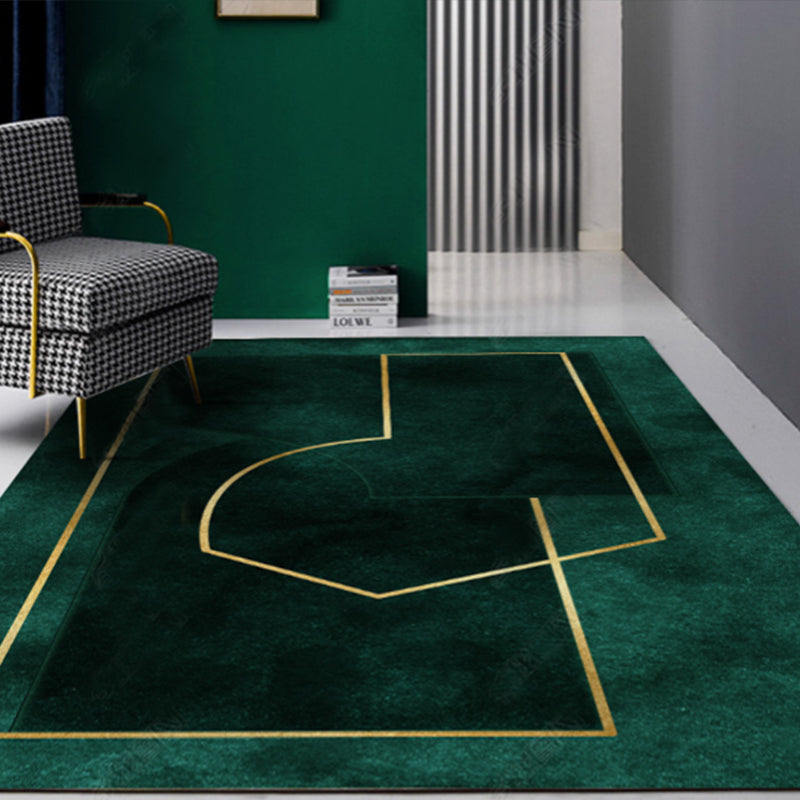 Sikunuo | New Geometric Printed Carpet Multicolored Synthetic Area Rug Non-Slip Back Stain-Resistant Indoor Rug for Living Room