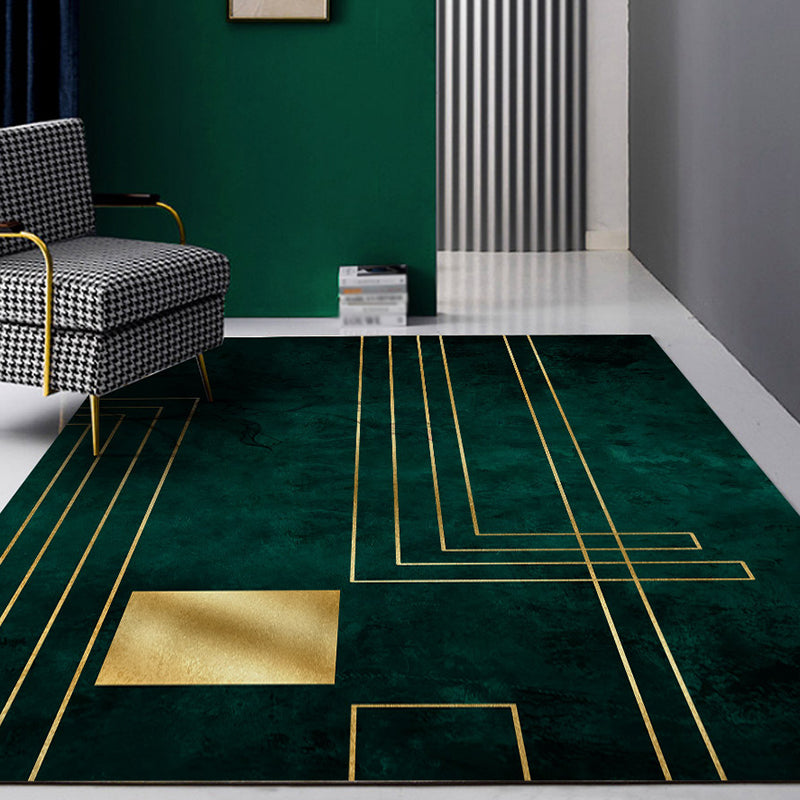Sikunuo | New Geometrically Printed Carpet Multicolored Polypropylene Area Rug With Non-Slip Backing Pet-Friendly Rug For Living Room