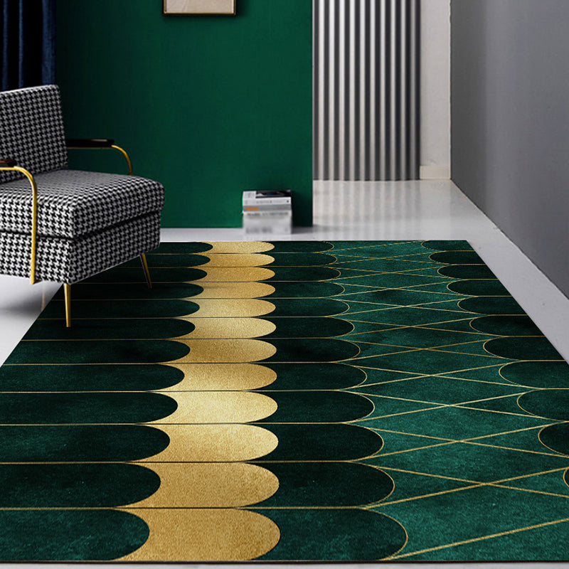 Sikunuo | New Geometrically Printed Carpet Multicolored Polypropylene Area Rug With Non-Slip Backing Pet-Friendly Rug For Living Room