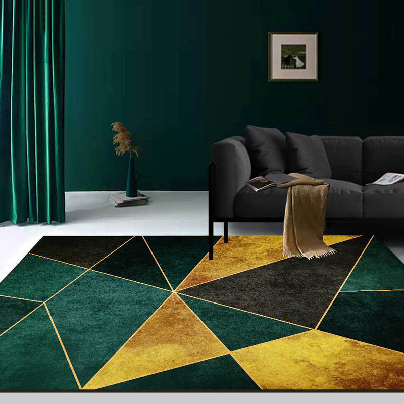 Sikunuo | Calming geometric printed rug Multicolored polyester indoor rug Easy care pet-friendly area rug for living room