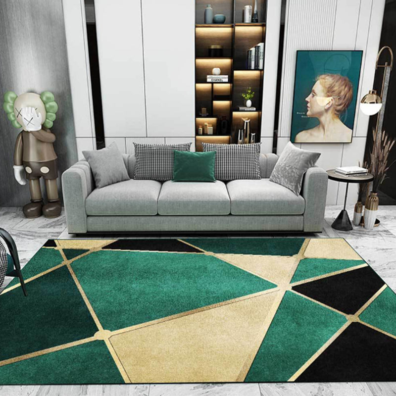 Sikunuo | Calming geometric printed rug Multicolored polyester indoor rug Easy care pet-friendly area rug for living room