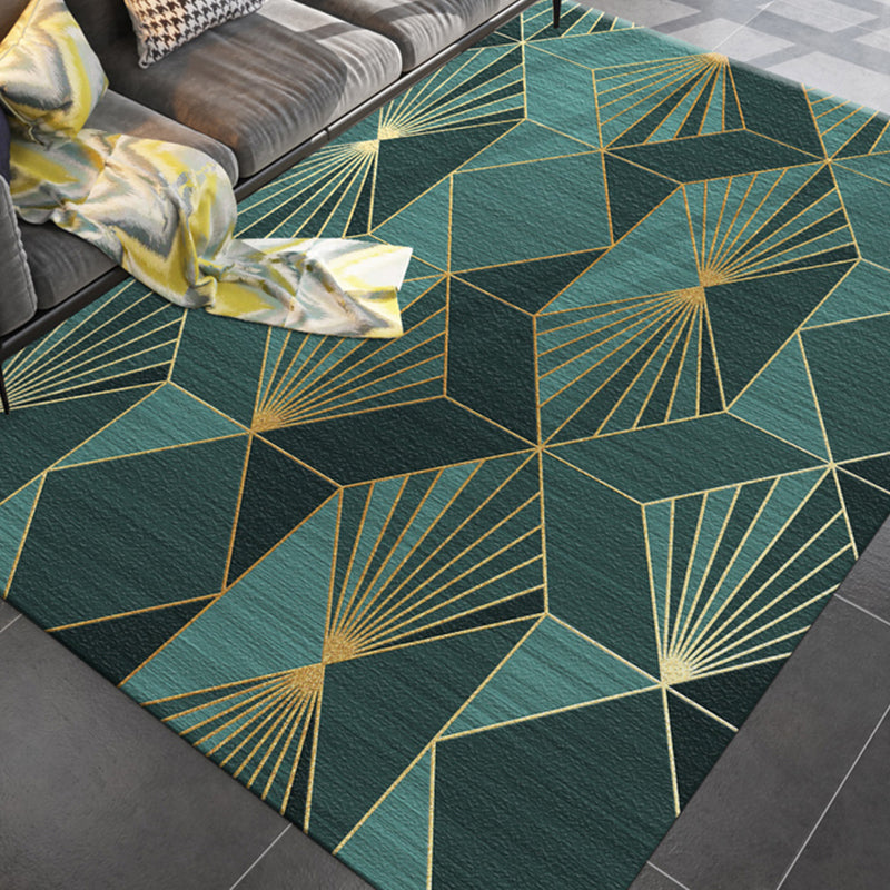 Sikunuo | Simple rug for the living room multicolored geometric printed rug cotton blend non-slip backing easy care rug