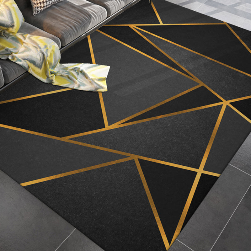 Sikunuo | Simple rug for the living room multicolored geometric printed rug cotton blend non-slip backing easy care rug