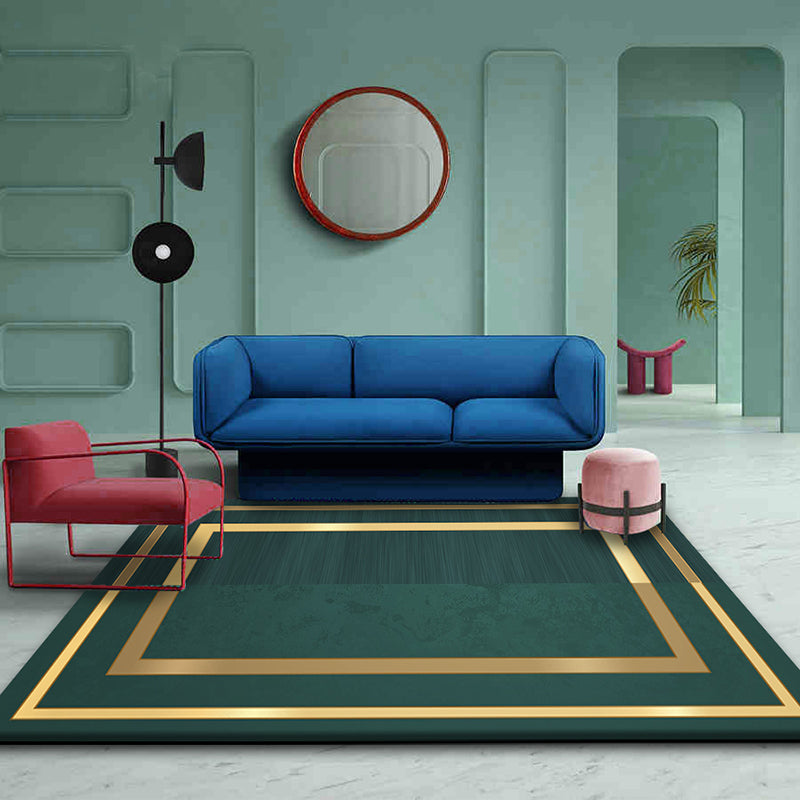 Sikunuo | Multicolor Geometric Printed Rug Cotton Blend New Area Rug Non-Slip Backing Pet-Friendly Indoor Rug for the Living Room