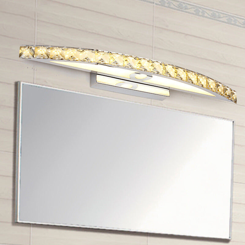 Sikunuo | Crystal Arch Wall Light Sconces Modernistic LED Vanity Light Fixture for Bathroom
