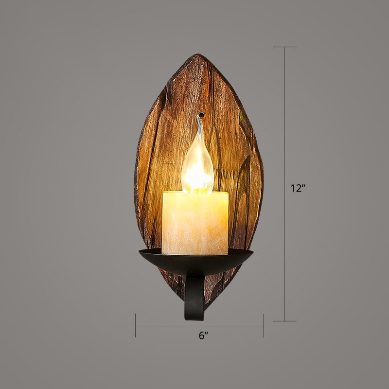 Sikunuo | Wooden Brown Wall Lamp Geometrically Designed Country Style Wall Sconce for Hallway