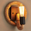 Sikunuo | Running Shape Rope Wall Light Rustic 1-Head Corridor Wall Lamp with Track Light Design in Wood