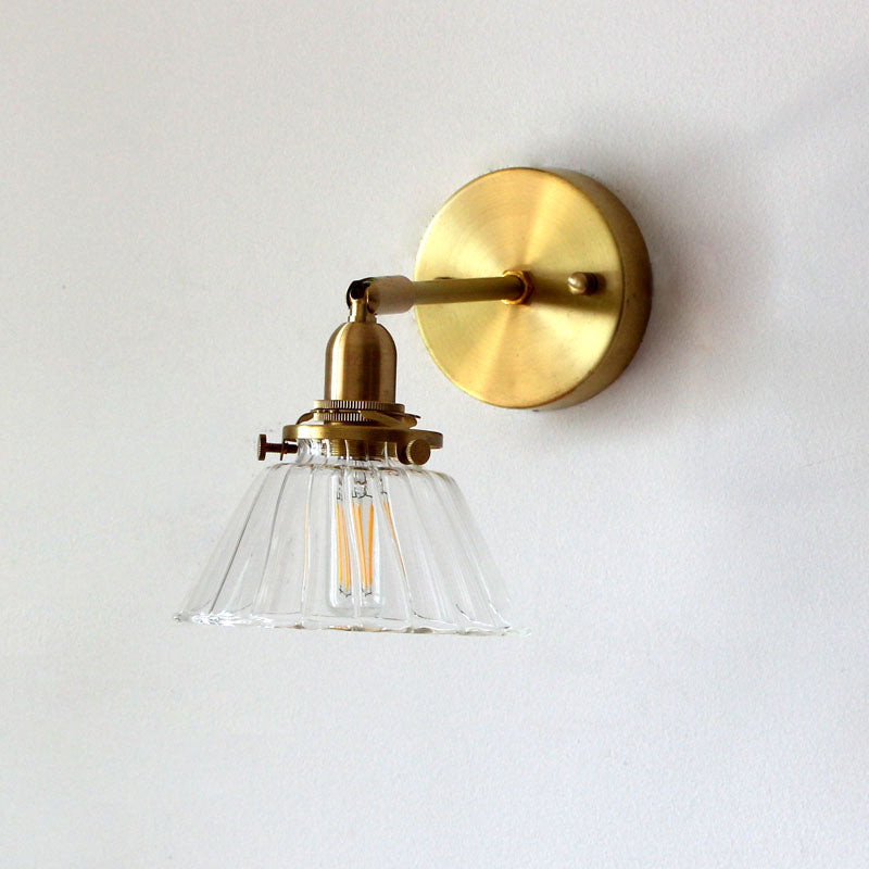 Sikunuo | Minimalist Rejuvenation Rotating Wall Lighting Single Lamps Glass Wall Lamp in Brass for Living Room