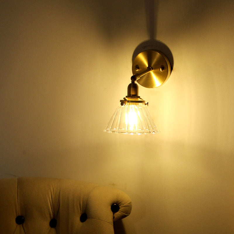 Sikunuo | Minimalist Rejuvenation Rotating Wall Lighting Single Lamps Glass Wall Lamp in Brass for Living Room