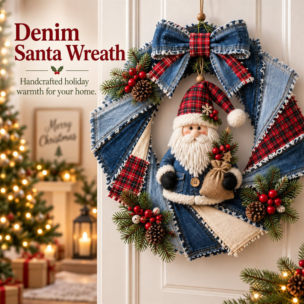 Denim Christmas Wreath DIY Sewing Kit