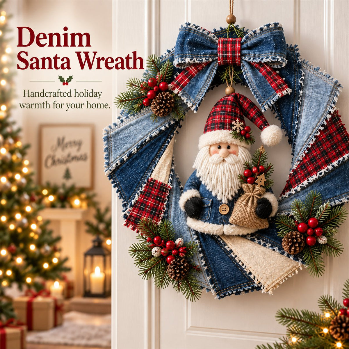 Denim Christmas Wreath DIY Sewing Kit