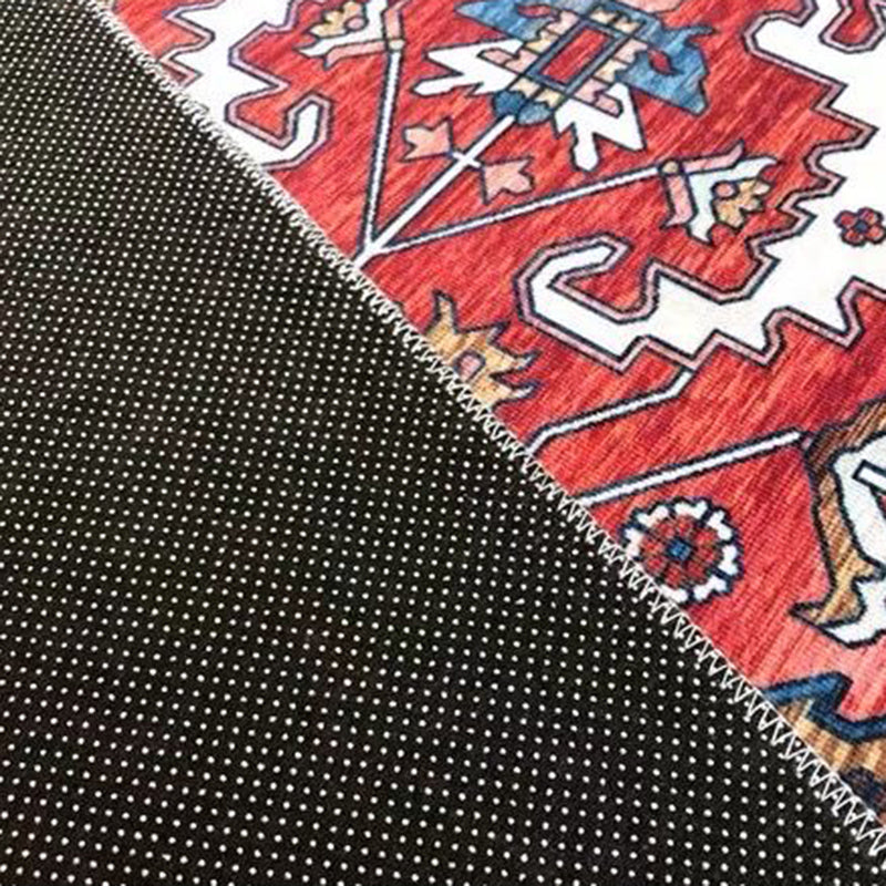 Sikunuo | Multi Color Living Room Rug Persian Geometric Printed Indoor Rug Cotton Blend Non-Slip Easy Maintenance Area Rug