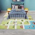 Sikunuo | Beautiful car-printed carpet multicolor cotton blend area rug non-slip stain-resistant easy-care indoor rug for children