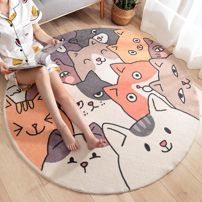 Sikunuo | Multicolor Novelty Carpet Lambswool Cartoon-printed Carpet with Non-slip Backing Easy-care Indoor Carpet for Kids