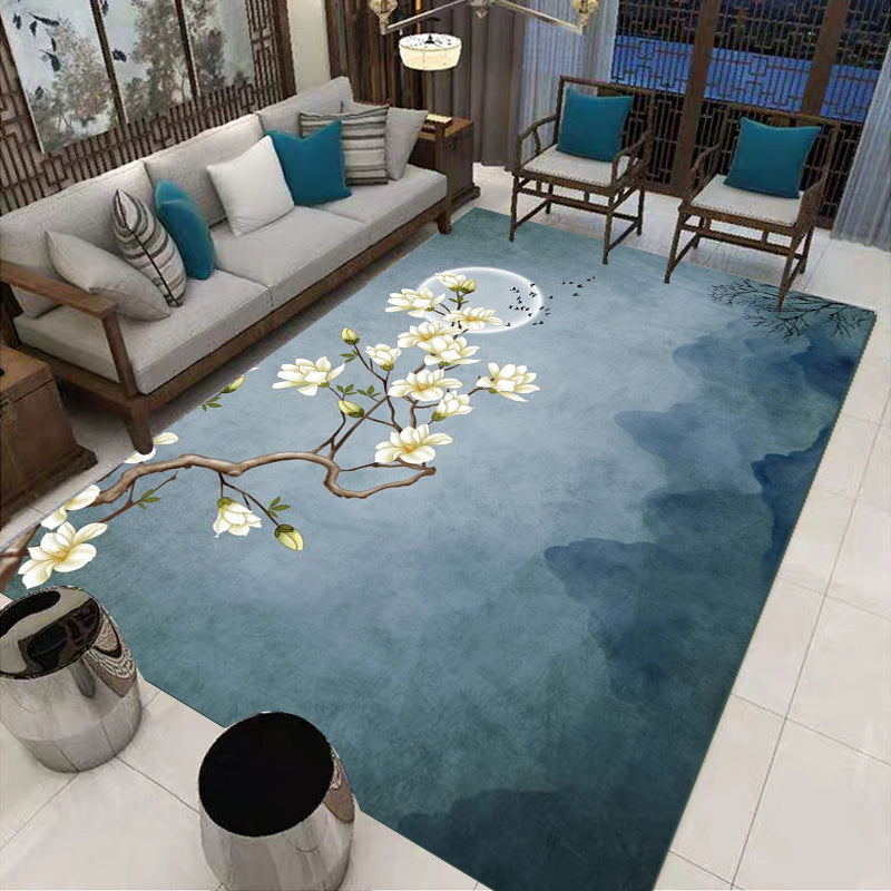Sikunuo | Multi-Colored Oriental Carpet Cotton Blend Patterned Area Rug Non-Slip Back Pet-Friendly Indoor Diamond Carpet for the Living Room