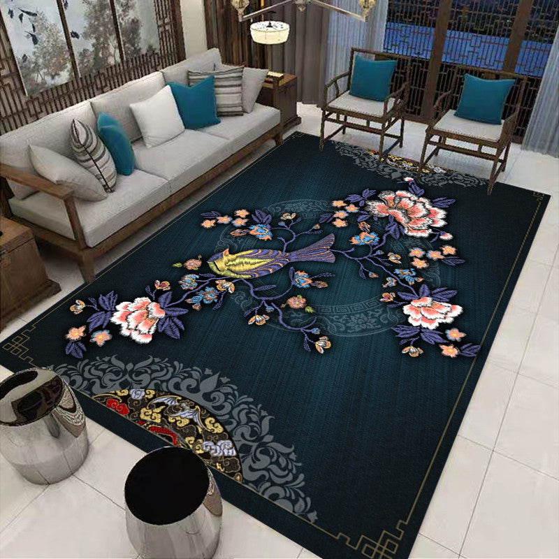 Sikunuo | Multi-Colored Oriental Carpet Cotton Blend Patterned Area Rug Non-Slip Back Pet-Friendly Indoor Diamond Carpet for the Living Room