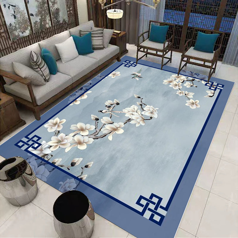 Sikunuo | Multi-Colored Oriental Carpet Cotton Blend Patterned Area Rug Non-Slip Back Pet-Friendly Indoor Diamond Carpet for the Living Room