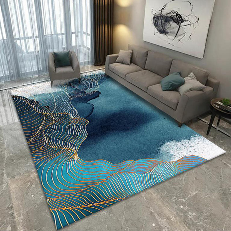Sikunuo | Novelty Living Room Rug Multicolored Patterned Area Rug Non-Slip Backing Pet-Friendly Washable Indoor Rug