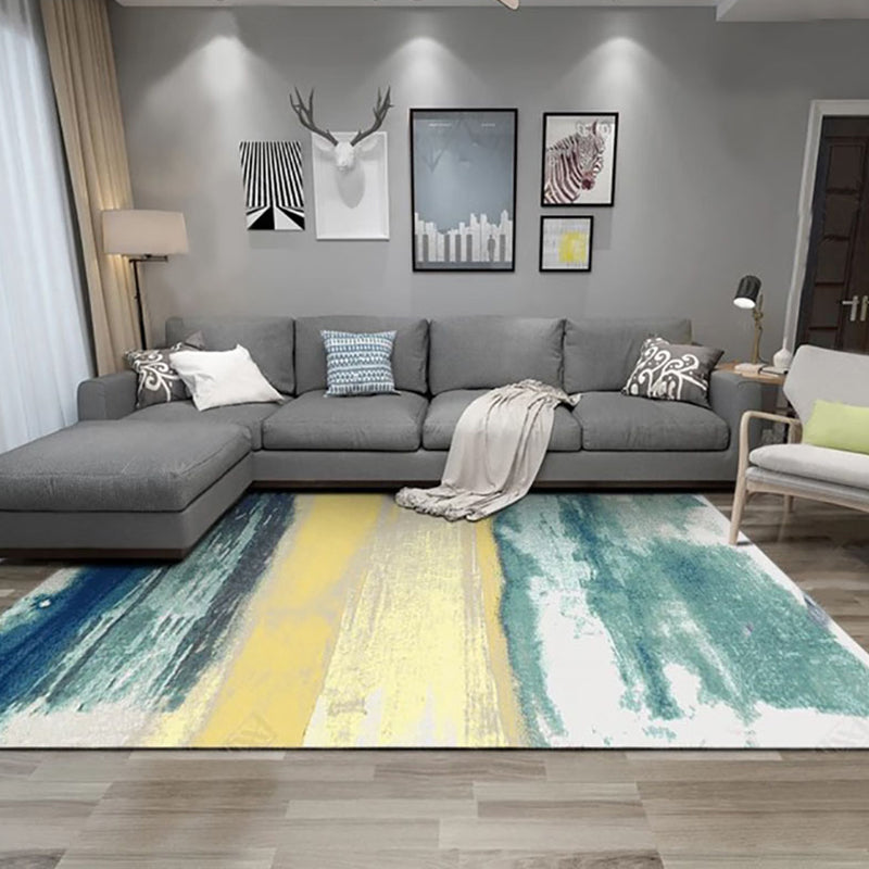 Sikunuo | Novelty Living Room Rug Multicolored Patterned Area Rug Non-Slip Backing Pet-Friendly Washable Indoor Rug