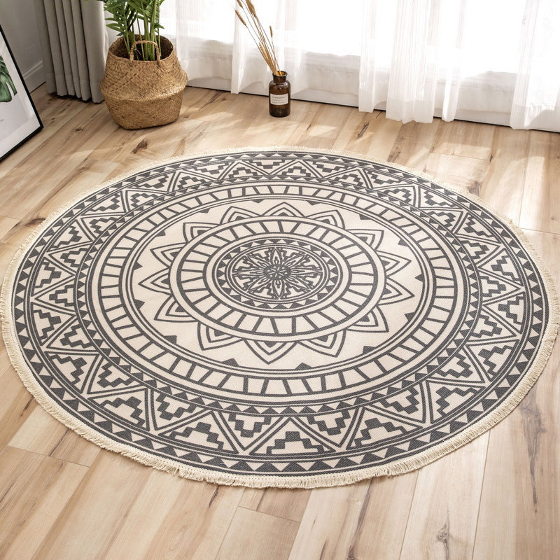 Sikunuo | Moroccan geometric printed carpet Multicolored cotton rug easy-care pet-friendly indoor rug for the bedroom