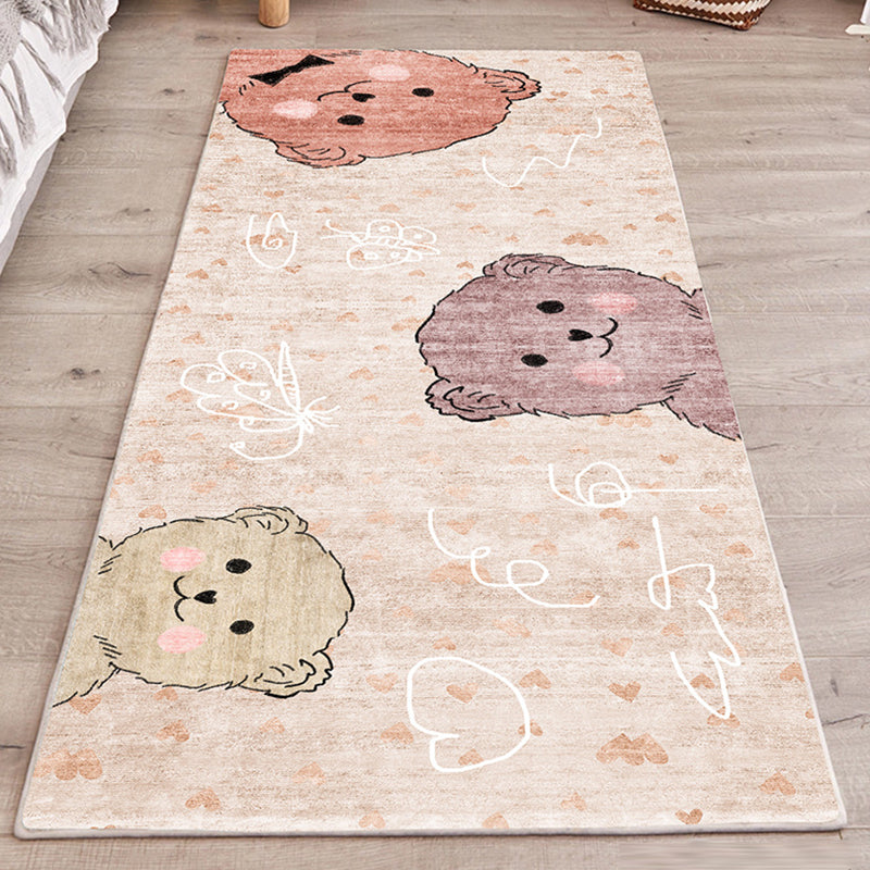 Sikunuo | Cute Bedroom Rug Multicolored Cartoon Print Indoor Rug Polyester Anti-Slip Back Pet-Friendly Carpet