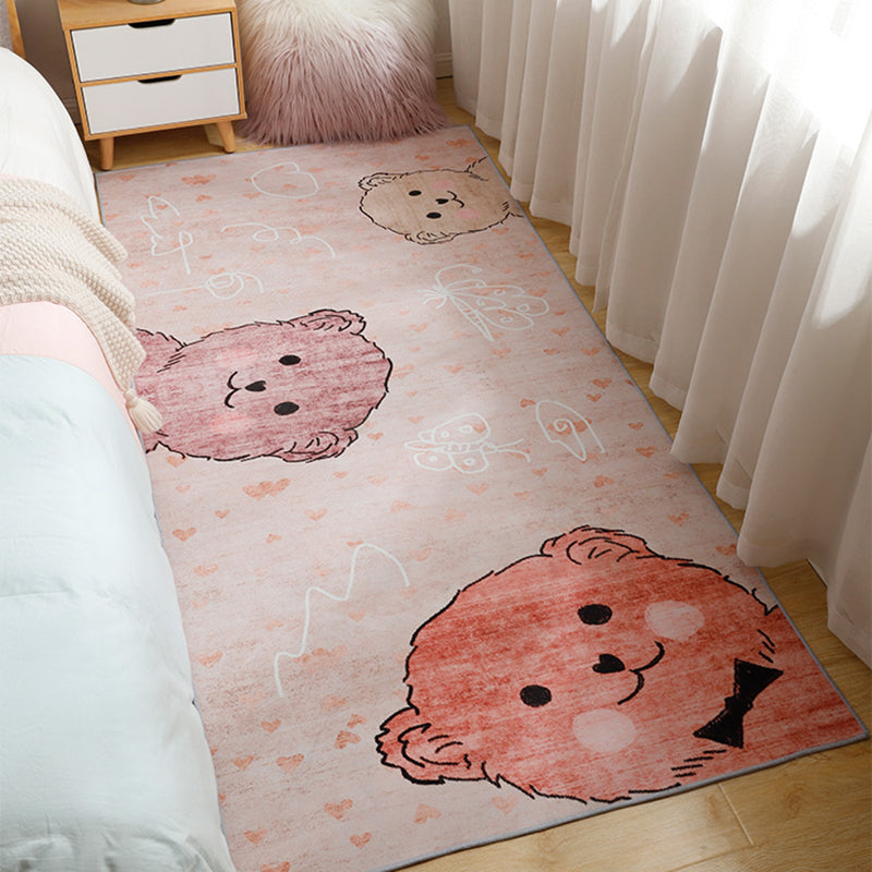 Sikunuo | Casual Kids Room Rug Multicolor Cartoon Pattern Indoor Rug Cotton Blend Non-Slip Pet Friendly Area Rug