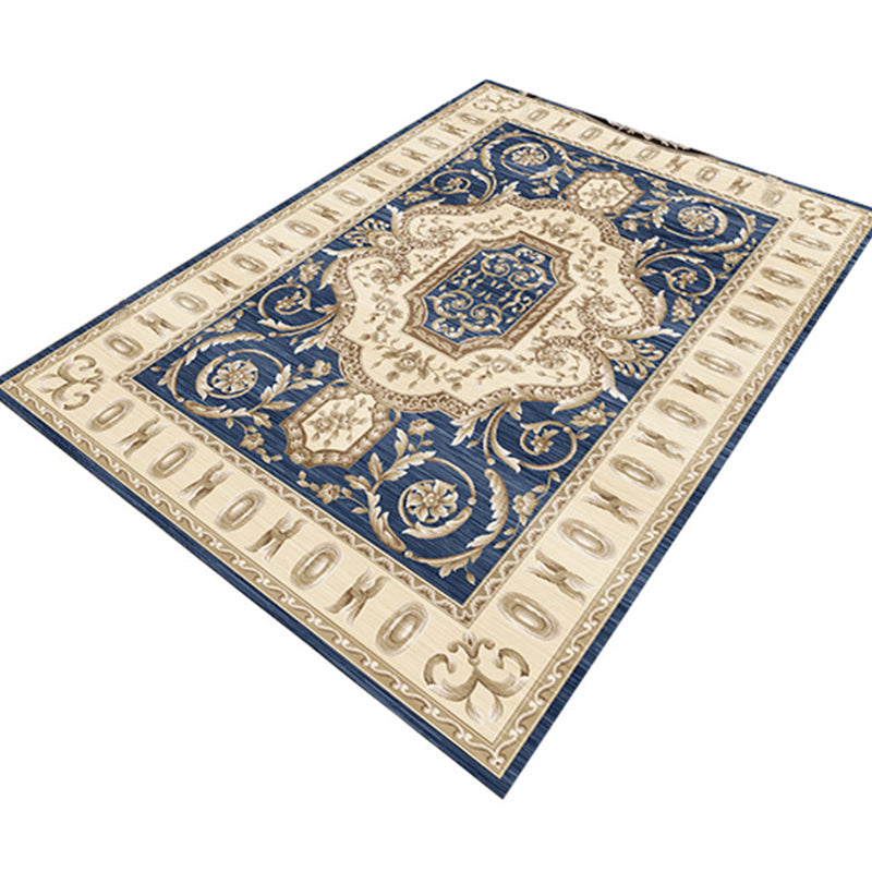 Sikunuo | Multicolor Modern Rug Polyester Floral Print Area Rug Non-Slip Backing Stain Resistant Indoor Rug for the Living Room