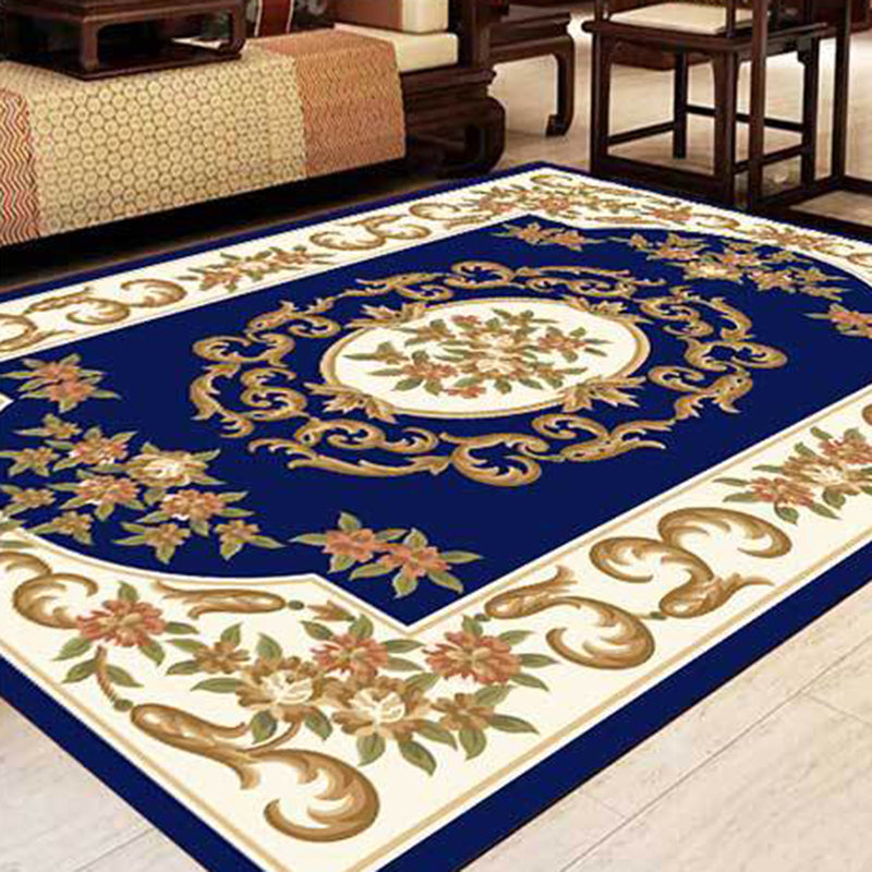 Sikunuo | Multicolor Modern Rug Polyester Floral Print Area Rug Non-Slip Backing Stain Resistant Indoor Rug for the Living Room