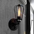 Sikunuo | 1 Head Wall Scone Light with Bulb Cage Shade Metal Industrial Rustic Hallway Wall Lighting in Black, 2 Packs